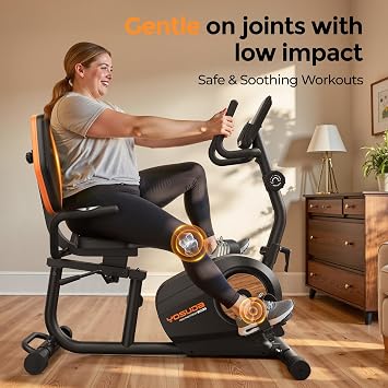 YOSUDA Recumbent Exercise Bike for Home,Magnetic Staionary Bike for Seniors/Adults with Adjustable Seat, 350LB Capacity, 16-level Resistance, LCD Monitor & Pulse Sensors