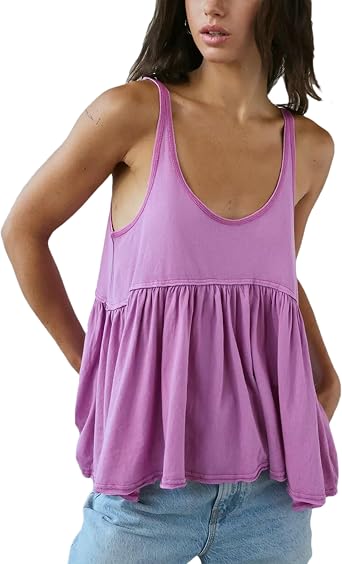 Lumister Womens Cute Babydoll Tops Sleeveless Ruffle Strap Causal T Shirts Tank Summer Tops 2025