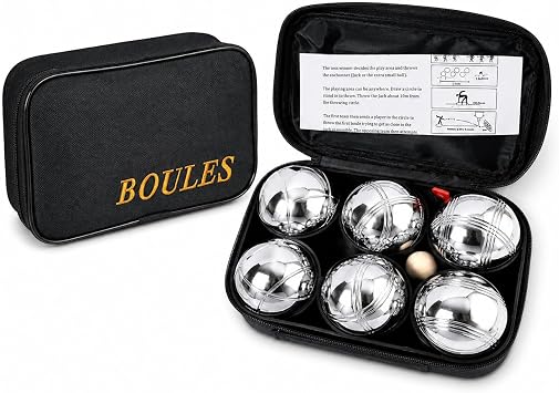 French Boules Set Pack of 3, 6 or 8 with Carry Case, Outdoor Garden Beach Petanque Ball Game, Metal Bocce Balls Kit for Adults, Family Games, Parties, Camping, Holidays and Summer Fun Gifts for Groups