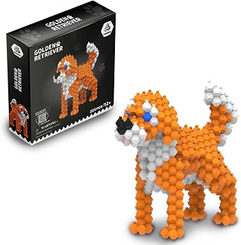 KADELE Cute Dog Building Animal Sets, Golden Retriever | Extremely Challenging STEM Building Blocks, Micro 3D Educational Toys, For Boys Girls Ages 12 and Up, Decor for Adults Kids