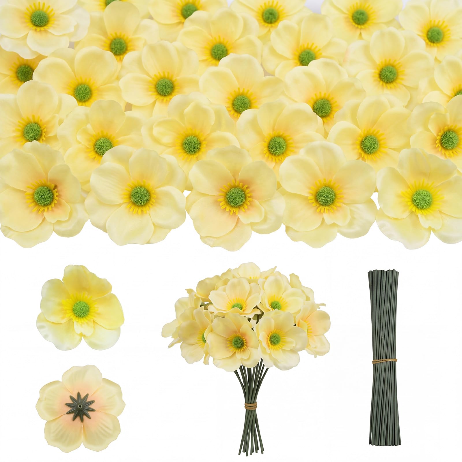 Photo 1 of GATTLELIC 150Pcs Artificial Poppy Flowers, Solid Champagne Color, Faux Poppies for Memorial Veterans Day Remembrance Sunday Bouquet Corsages Home Kitchen Decor