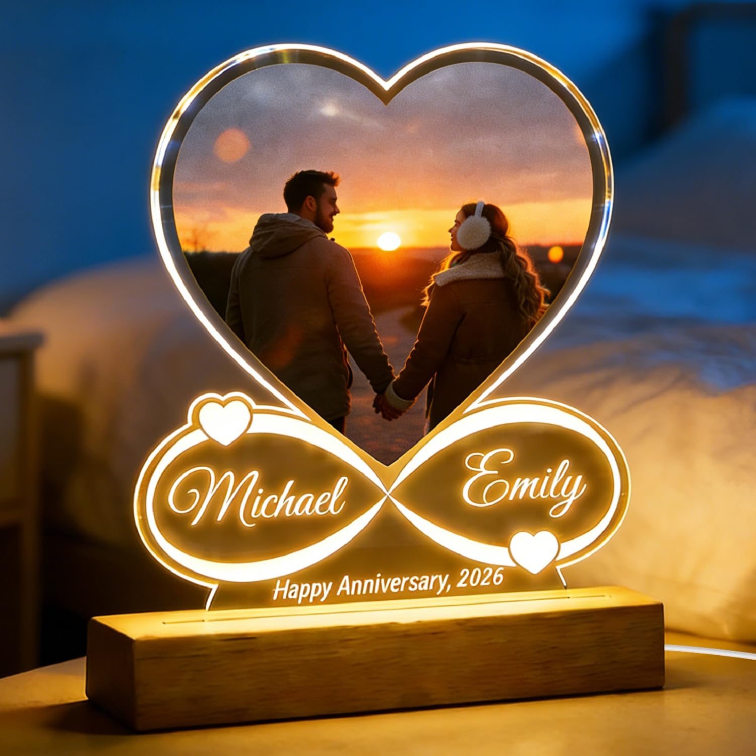 Personalised Gifts for Women Men Girlfriend Boyfriend Photo Gift for Mothers Day Acrylic Plaque Custom Night Lights Picture Frame Gift for Birthday Fathers Day Crafted Memories Xmas Valentines Gifts