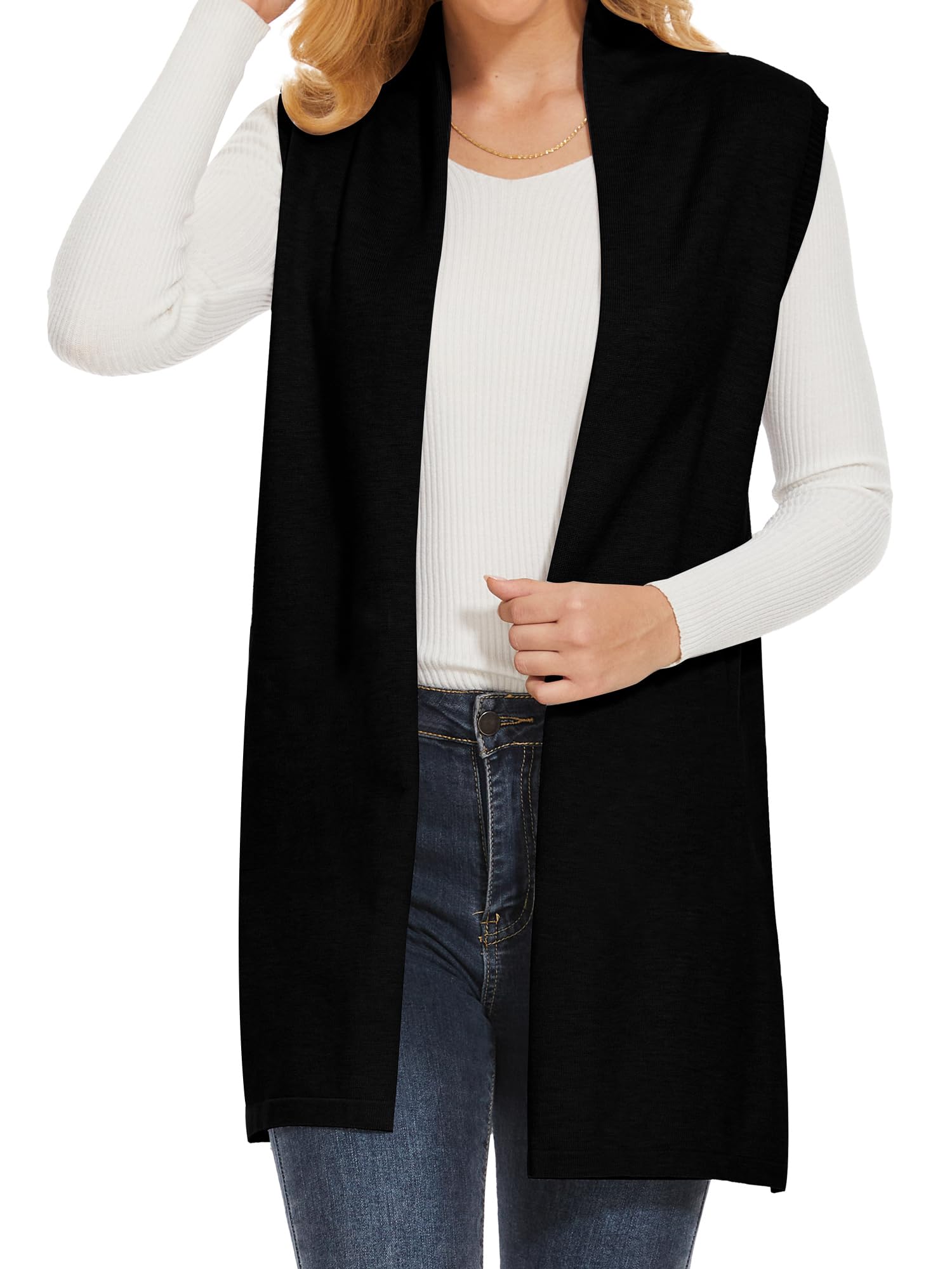 BiffxeuSweater Vests for Women Sleeveless Cardigans Form-Fitting Open Front Cardigan Vest for Fall