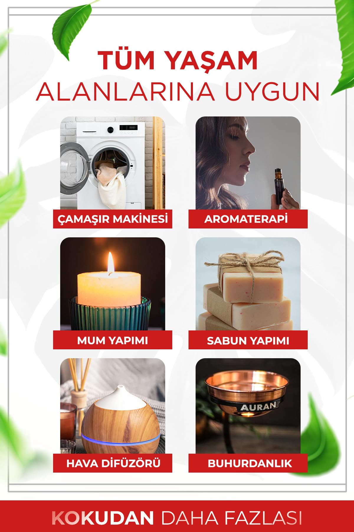 AURAN Misk & Gül Esansiyel Uçucu Koku Yağı Difüzor Esansı Buhurdanlık Yağı Aromaterapi Yağı 10ml