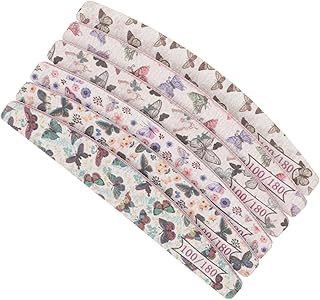 FOYTOKI 6 Peças De Ferramentas De Manicure Suprimentos Portáteis 100/180 Lixa De Unha Lixa As Flores Barra De Areia Meia Lua Reparação Manicure De Bétula 100/180 Lixa Lixa De Unha Lixa De