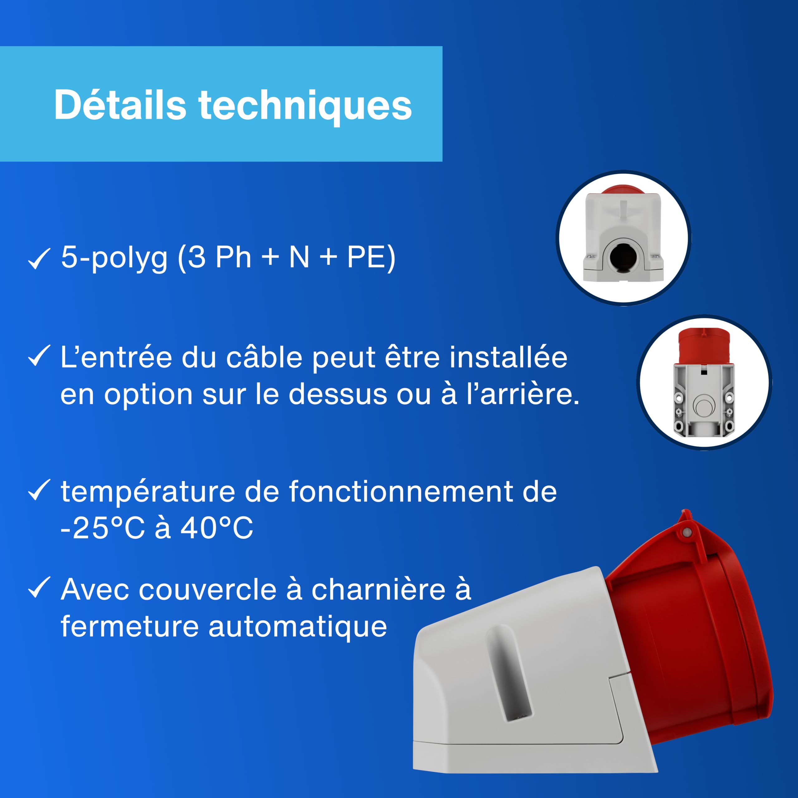 REV Ritter prise IP44 femelle (32 A), 100 x 50 x 50 cm