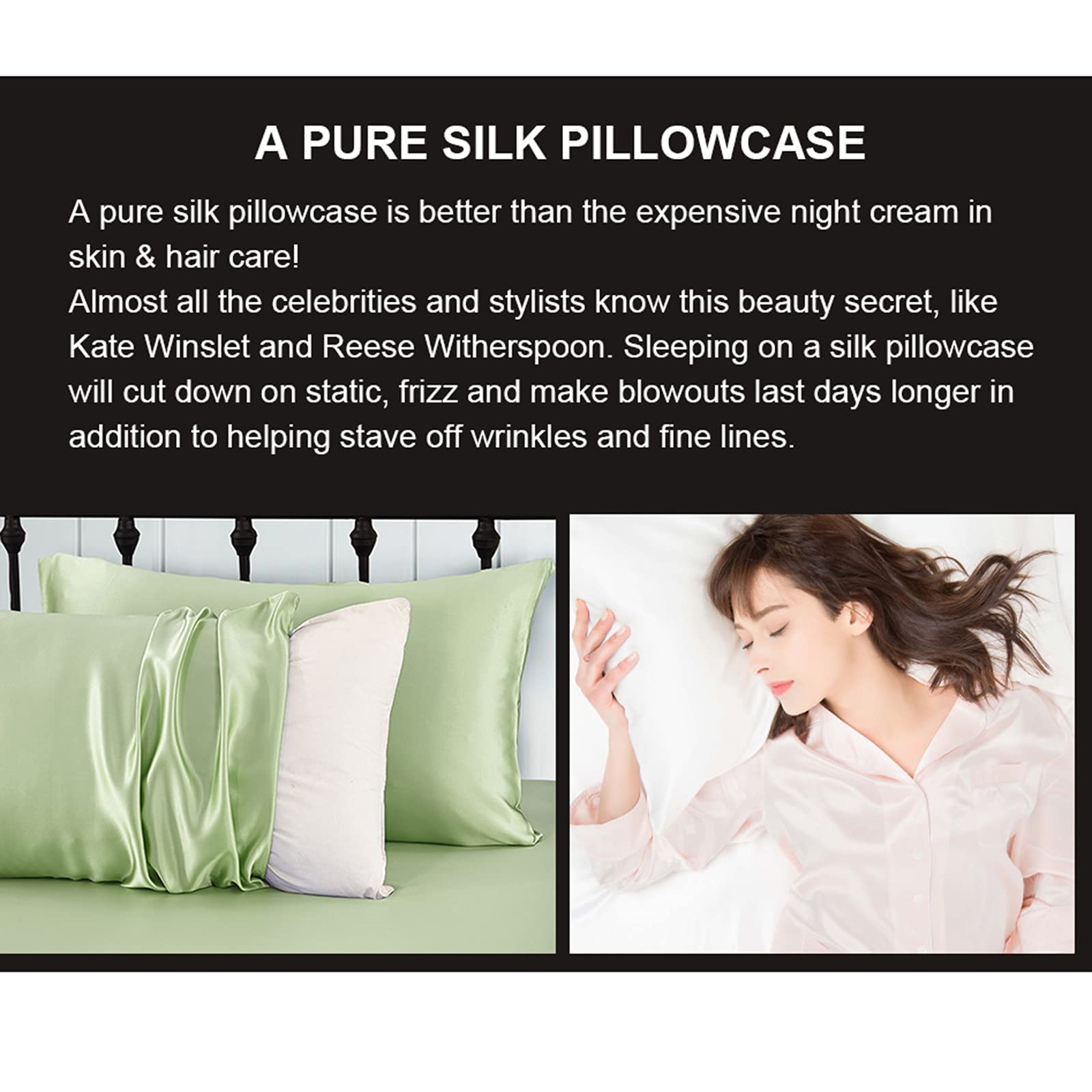 100% 19 Momme Mulberry Silk Fetrownote con Cremallera Oculta, Fundas de Almohada Suave Adecuado para Cabello y Piel saludables