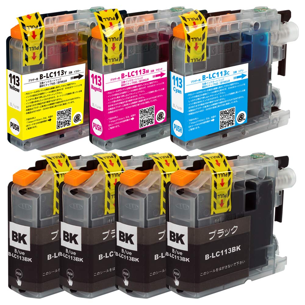Amazon.co.jp: LC113-4PK 顔料 タイプ【4色+ BK 3本 合計7本  