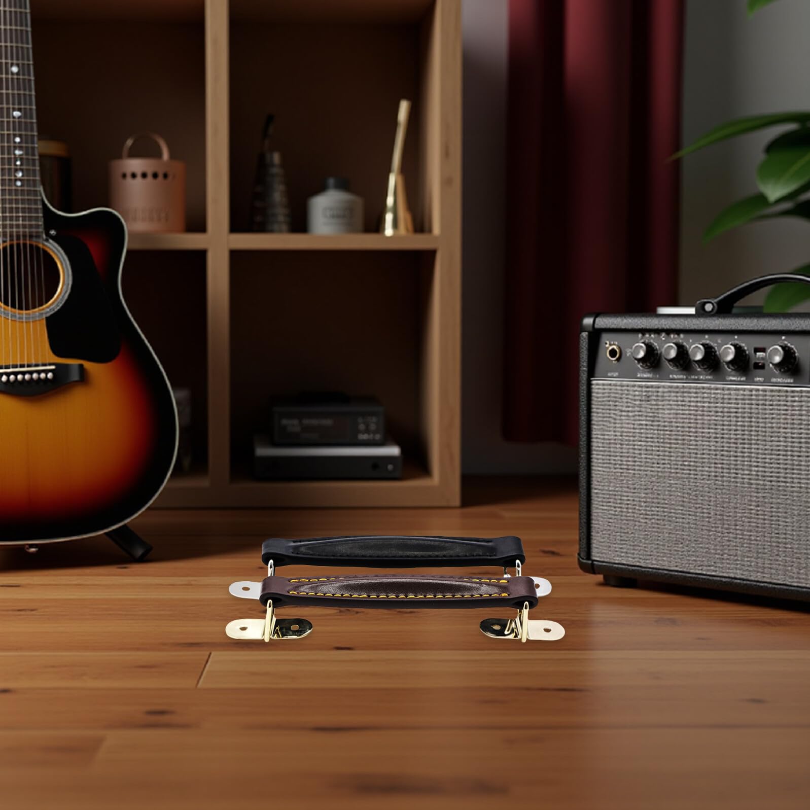 Angoily Gitarrenverstärkergriff aus Pu Leder und Metall für Lautsprecher | 2 Satz, Stabile Konstruktion mit Ergonomischem Halt, Passend für Lautsprechergehäuse und Audiosystem