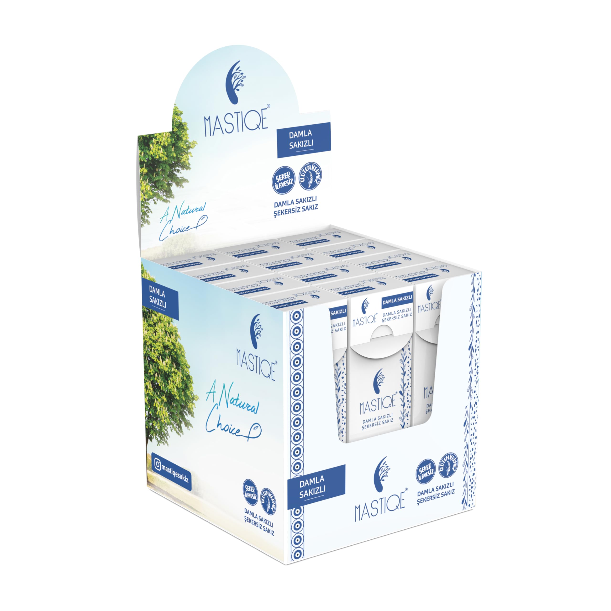 Mastiqe Doğal Aromalı Damla Sakızlı Şekersiz Sakız 20 Grx 12 Adet (Sade)