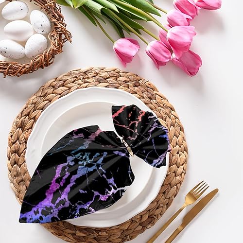 Juego de 6 servilletas de tela de mármol colorido de 20 x 20 pulgadas, textura de mármol, lavables, reutilizables, servilletas de cocina, decoración