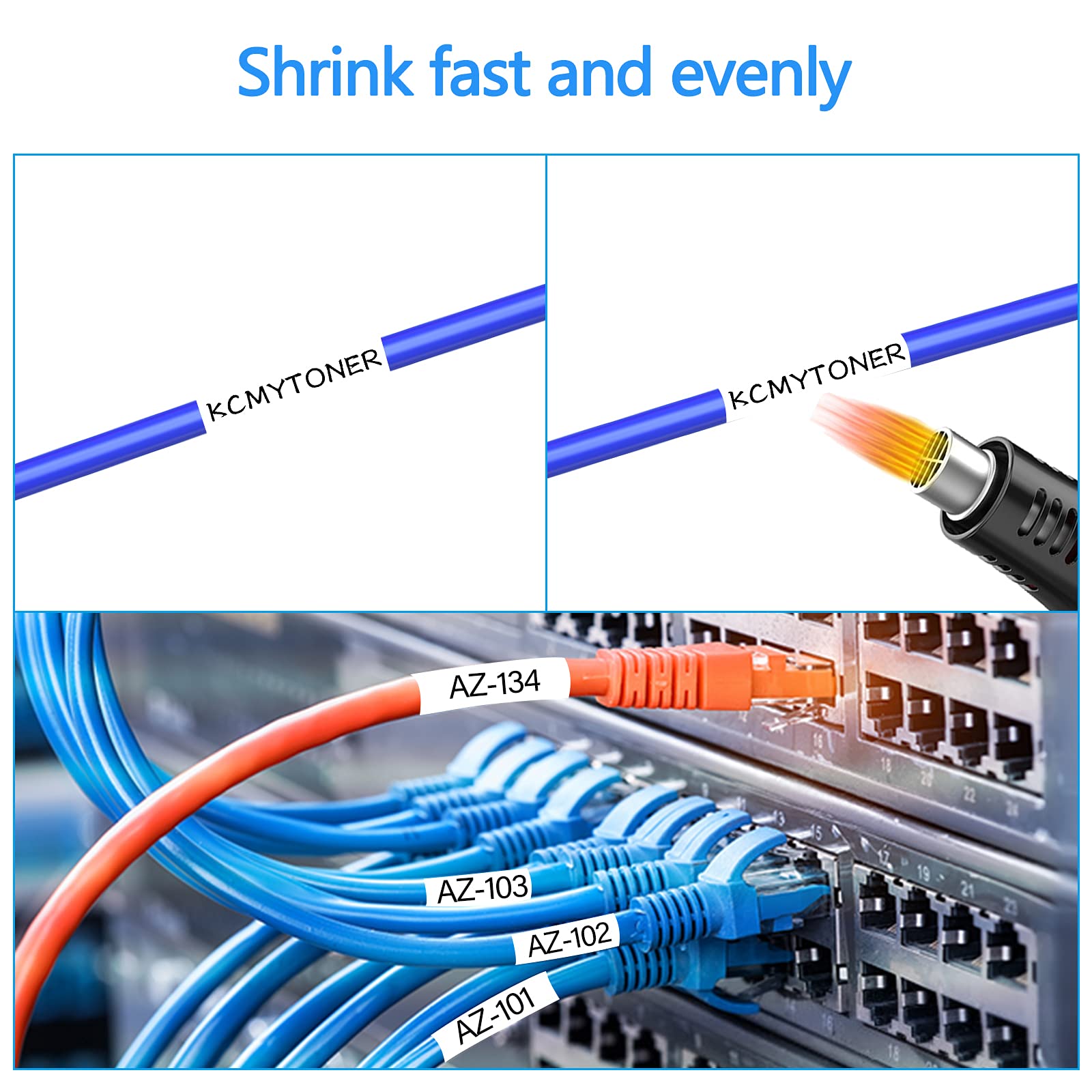 Confezione da 6 nastri termorestringenti per Ptouch HSe-221 HSe221 AHS-221 8,8 mm bianco TZe termorestringente per PT-E500 PT-E300 PT-H300 PT-E550W PT-P750WVP, 3/8" x 1,5 m
