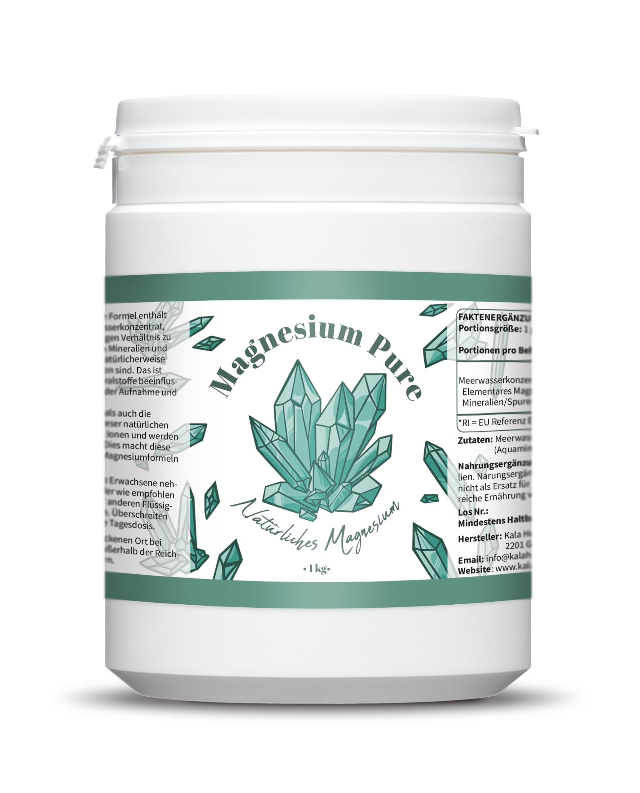 Naturliches Magnesium Pure Aquamin Magnesium 1000g Hochdosiert 350 mg Elementares Magnesium pro Gramm - Reines Magnesium Pulver mit Aquamin für mehr Energie und Muskelentspannung