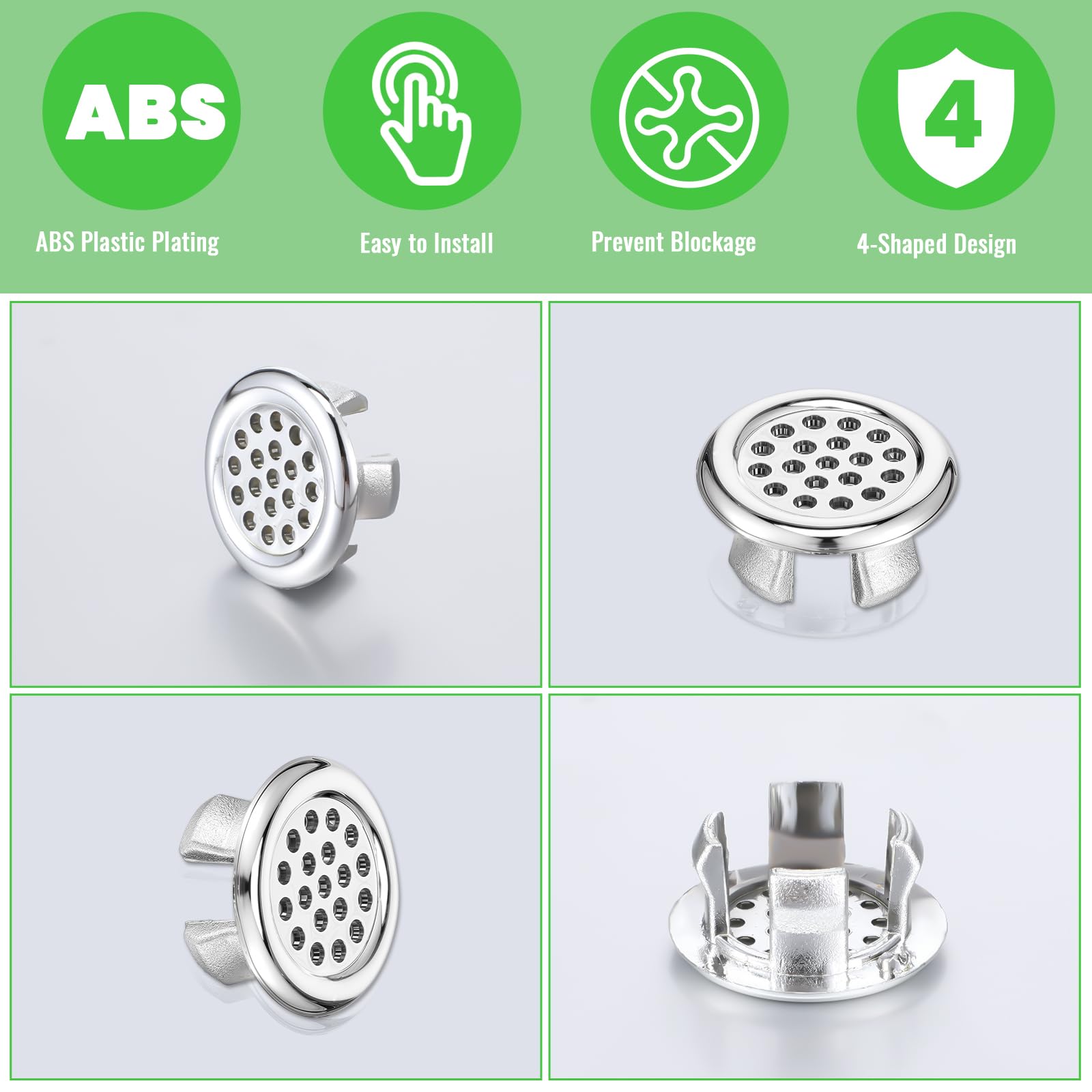 8 Piezas De Anillo De Desbordamiento De Lavabo, Cubierta De Rebosadero Para Lavabo, Revestimiento De Sifón Para Lavabo, Roseta De Rebosadero