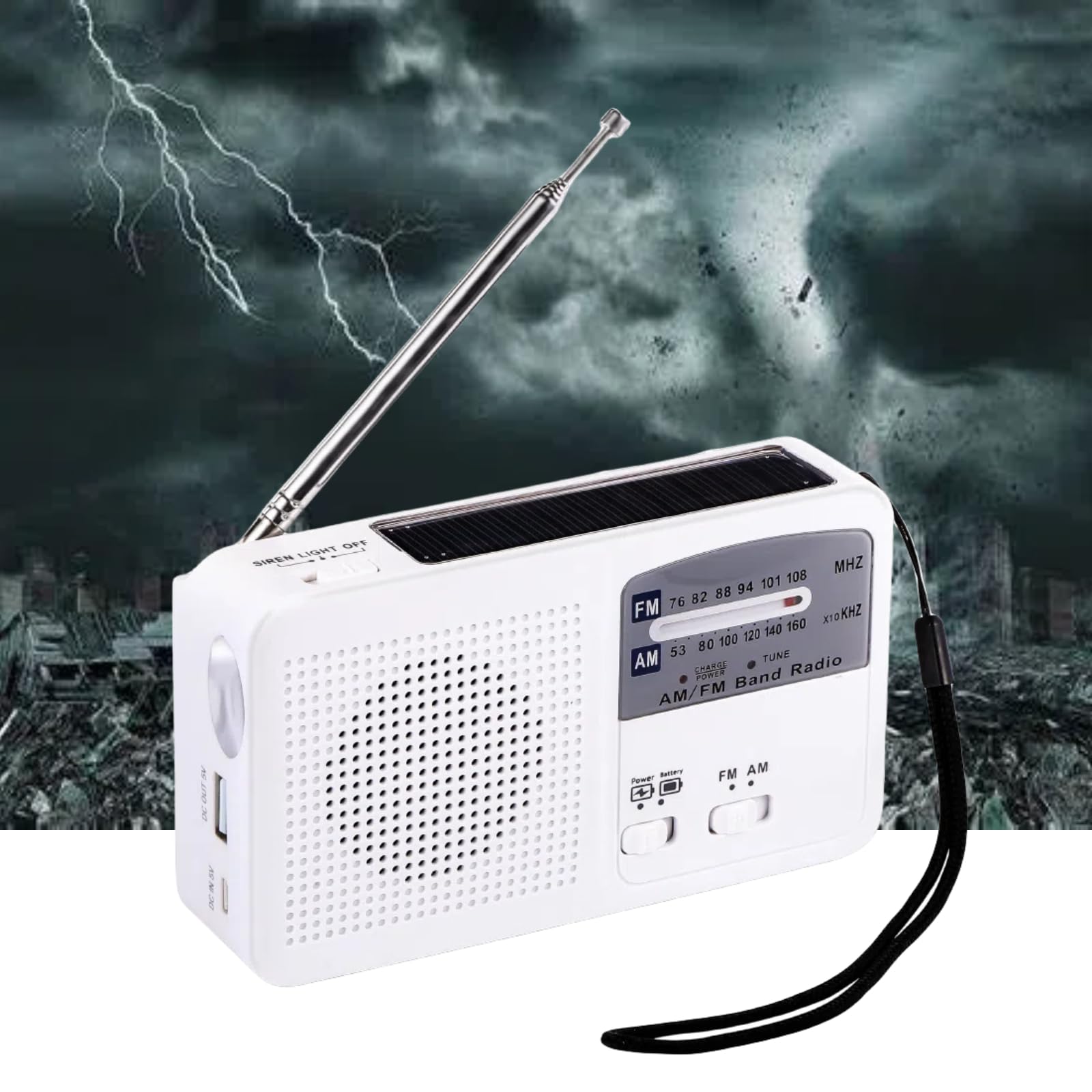 Emergency Solar Hand Crank Radio with Battery Power and LED Flashlight Cell Phone Charger - Stay Connected and Informed Anytime, Anywhere (Green)-image-10