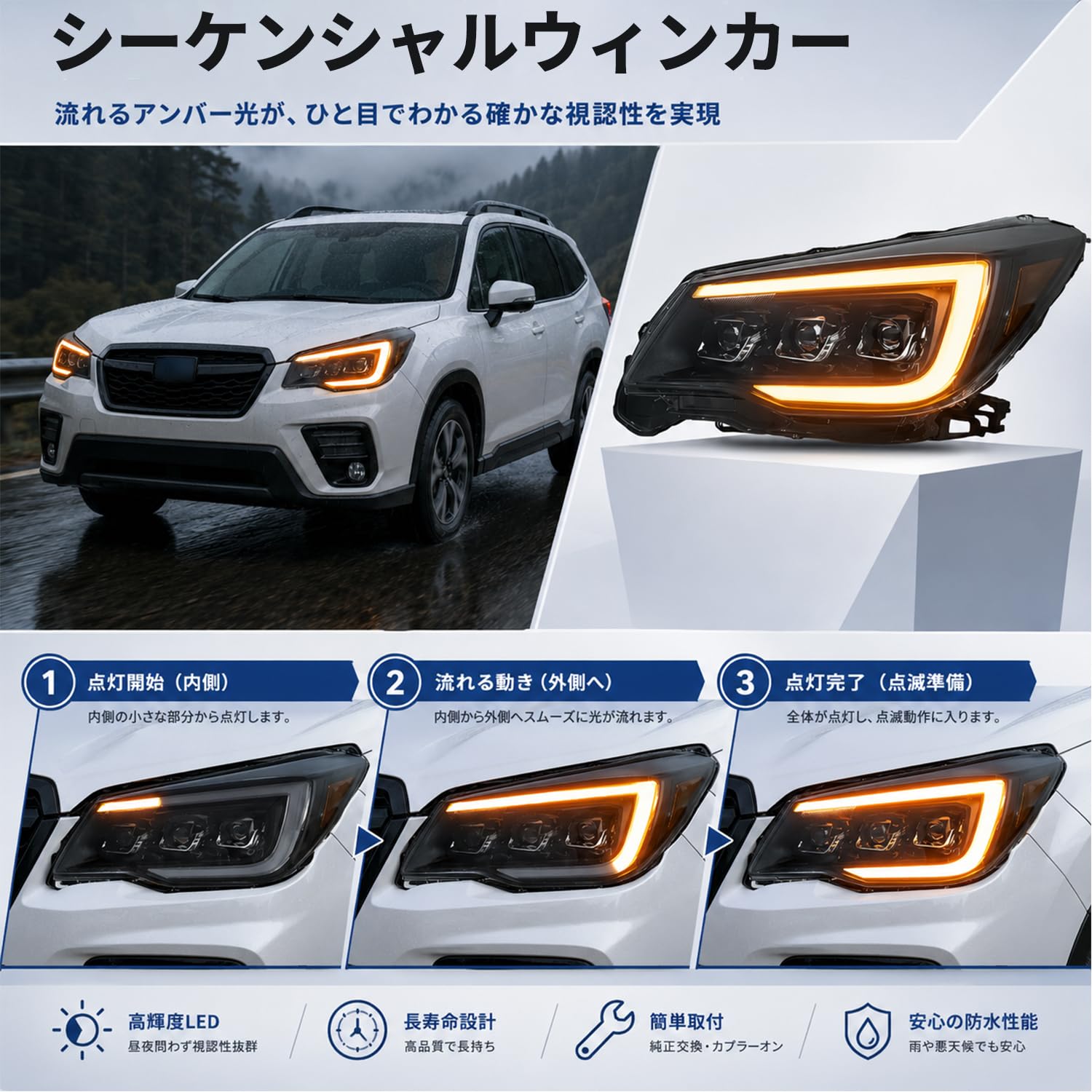 Amazon.co.jp: HCMOTIONZ スバル フォレスター ヘッドライト 4代目 SJ