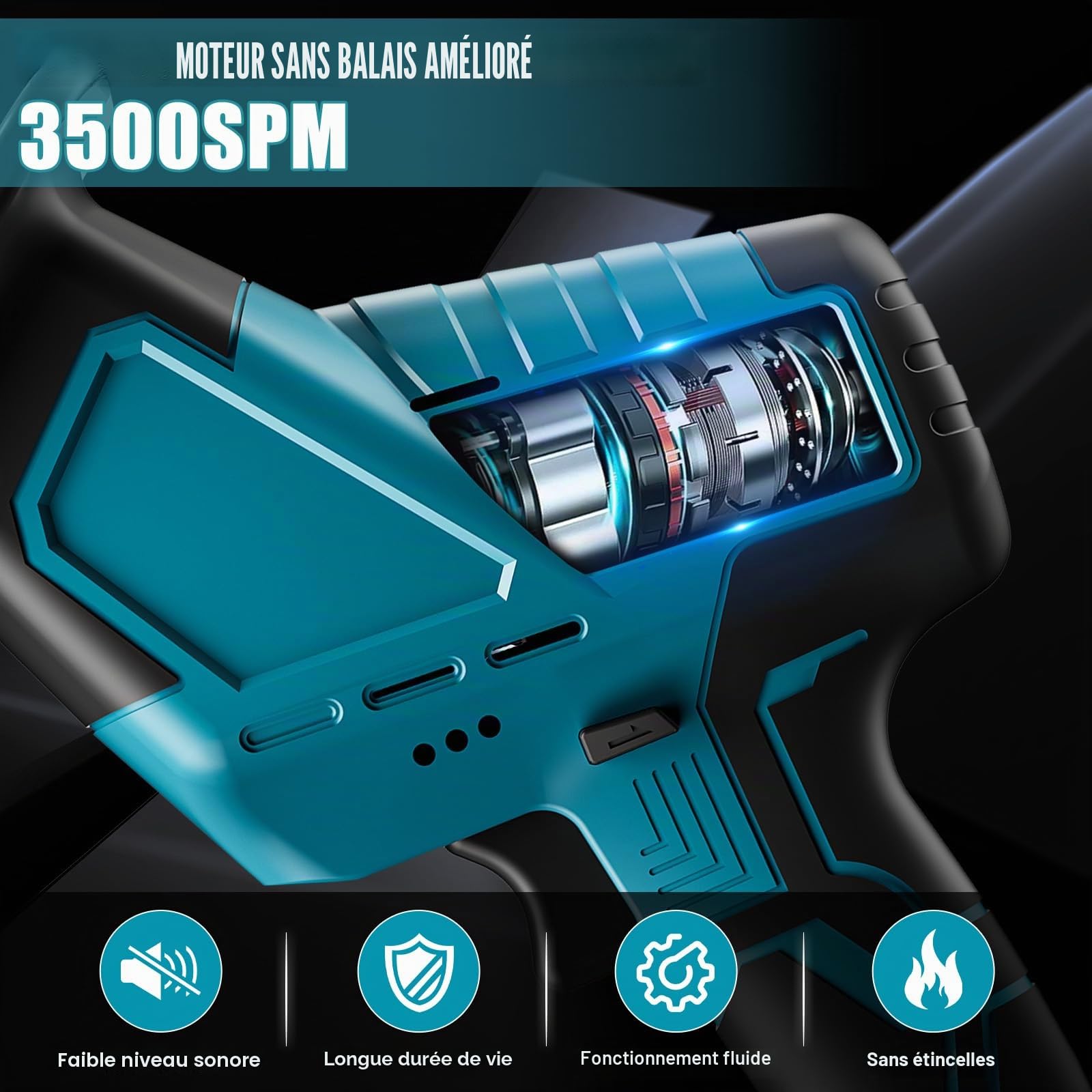 Scie Sabre sans fil compatible avec Makita 18V LXT Batterie, 4 lames de scie, 3500 tr/min (sans batterie)
