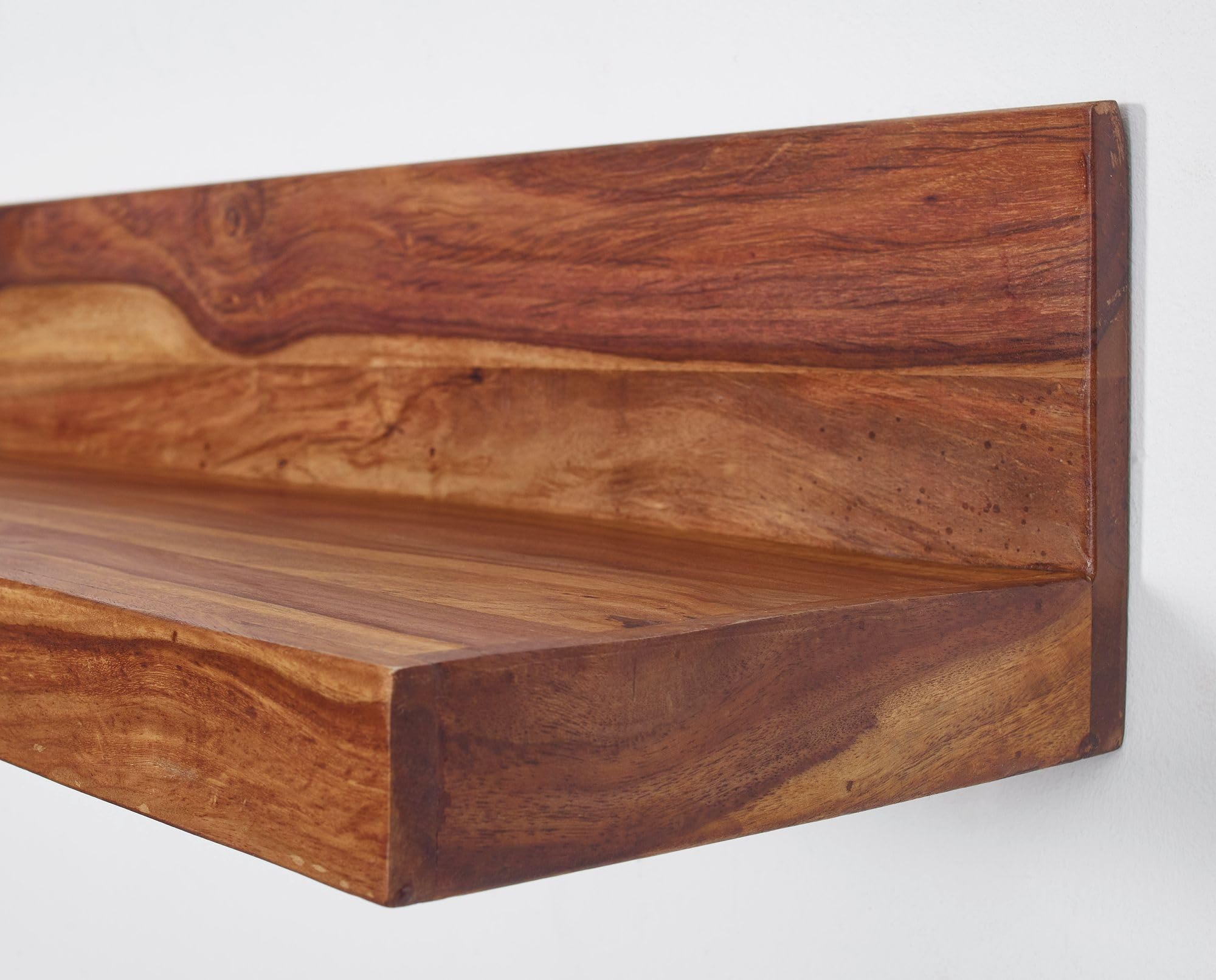 FineBuy Wandregal 140 cm Sheesham Massivholz, Hängeregal Landhausstil