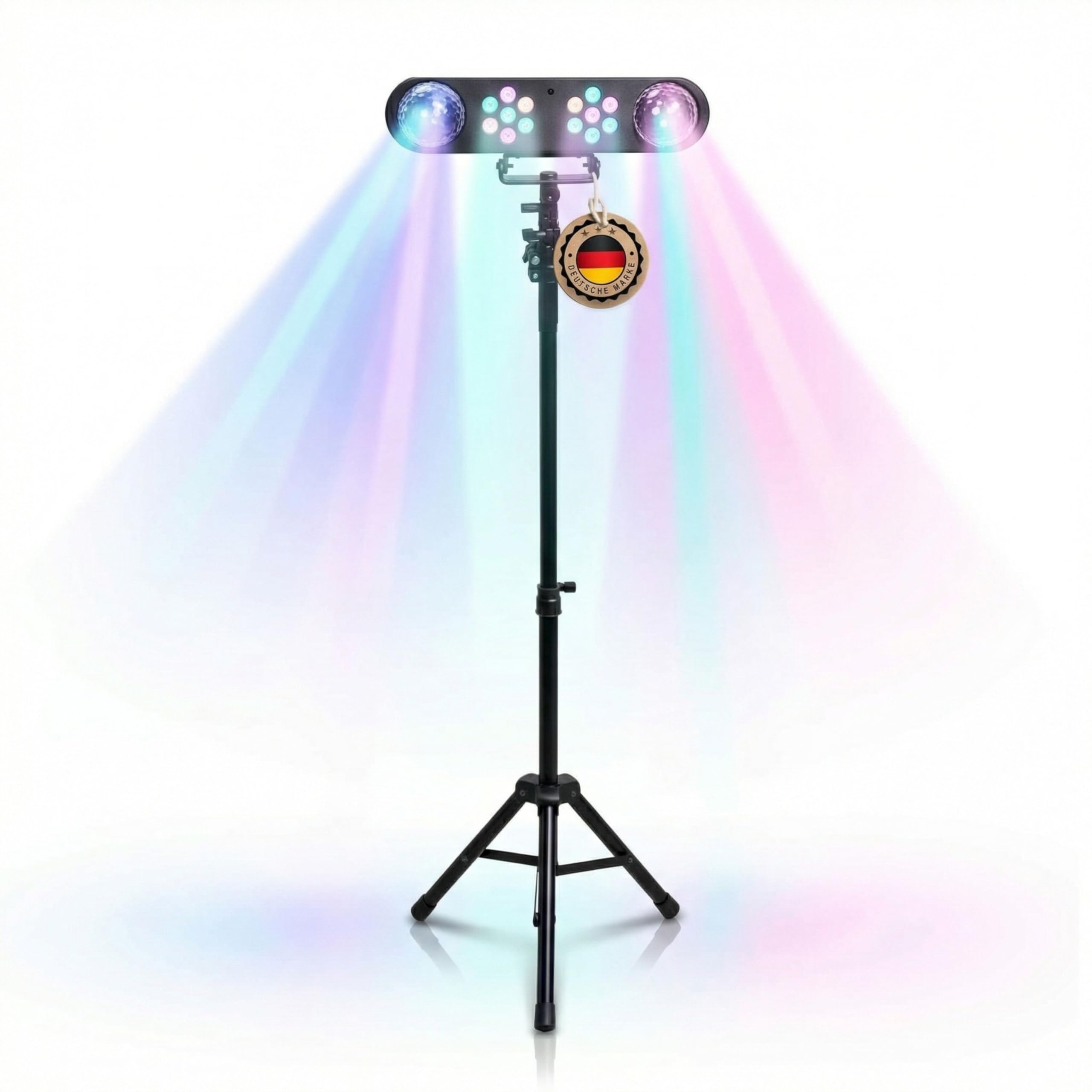 ETEC Professional LED DJ Magic Bank 2 Partybar Effekt Scheinwerfer mit Stativ und Fernbedienung RGB Discolicht Lichtanlage Komplettset PAR Scheinwerfer Jelly Balls Moonflower Veranstaltung Event Bühne