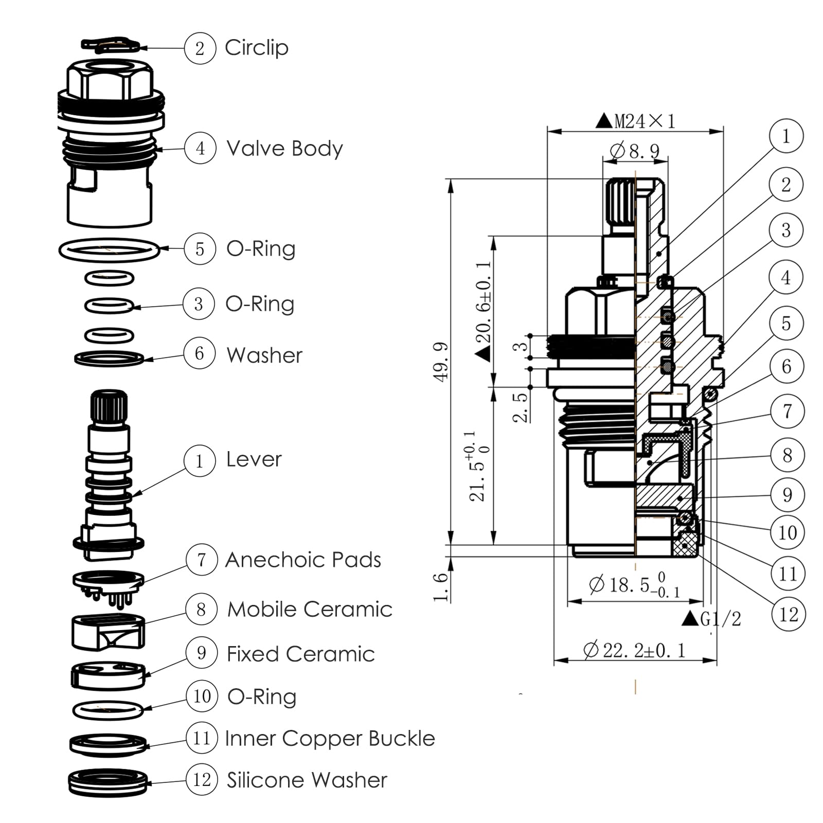 Tap Cartridge Valve Pair Compatible With SMR 20 - View #7