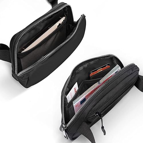 Miniatura 4 de Bomvabe Cangurera cruzada para mujer, mini bolsa para cinturón de 1 litro con correa ajustable de 32 a 51 pulgadas, bolsa de cintura pequeña para