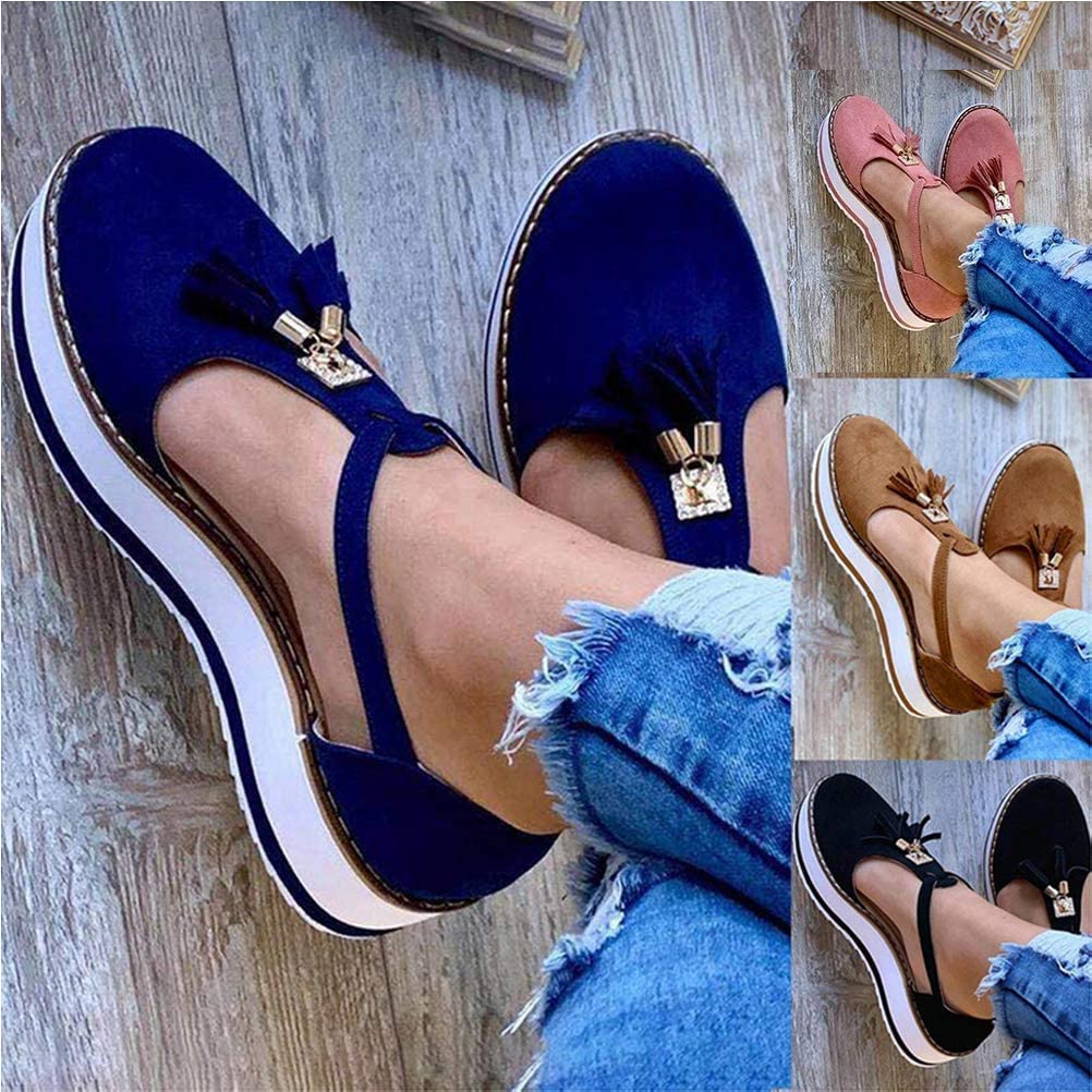 RXZCHH Sandali Scarpe estive da Donna Scarpe da Spiaggia comode ed Eleganti Romane con Cravatta con Nappa Sandali con Plateau da Donna all'aperto Infradito alla,05,37