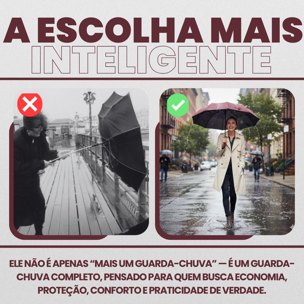 Guarda Chuva Automático Reforçado com Botão – Compacto, Antivento e com Proteção UV Blackout - Guarda Chuva Dobrável e Portátil, Ideal para Bolsa e Mochila - AmelShop