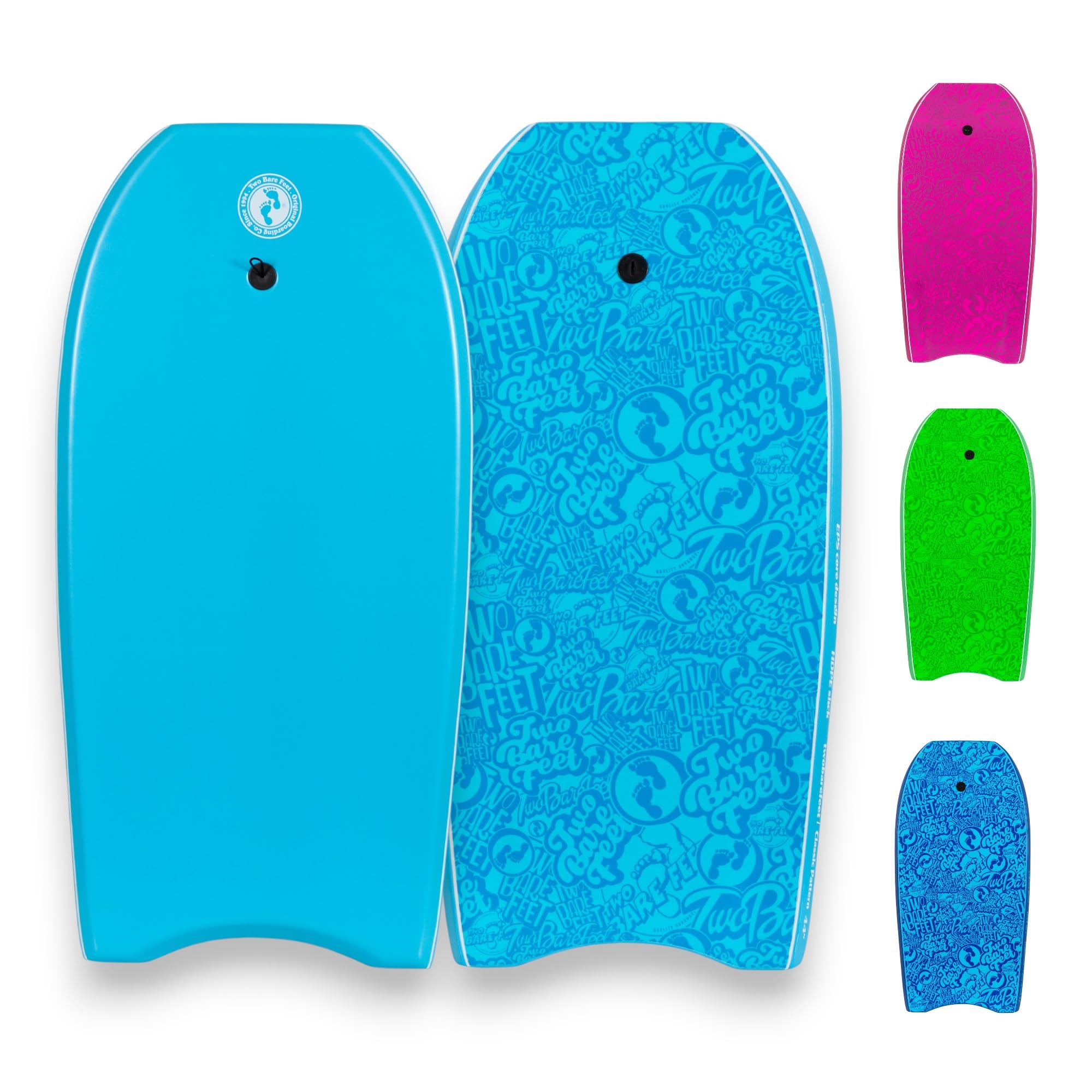 Two Bare Feet Bodyboard with Leash — Adult Boogie Board | IXPE Foam Deck, EVA Core & Slick Bottom | Lightweight, Durable, High-Performance Wave Rider for Beach & Surf