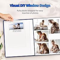 Vista 2 de Álbum de fotos Artfeel 4x6 con 600 bolsillos, álbumes de fotos deslizables, libro de memorias con cubierta de lino y ventana frontal, libro de fotos