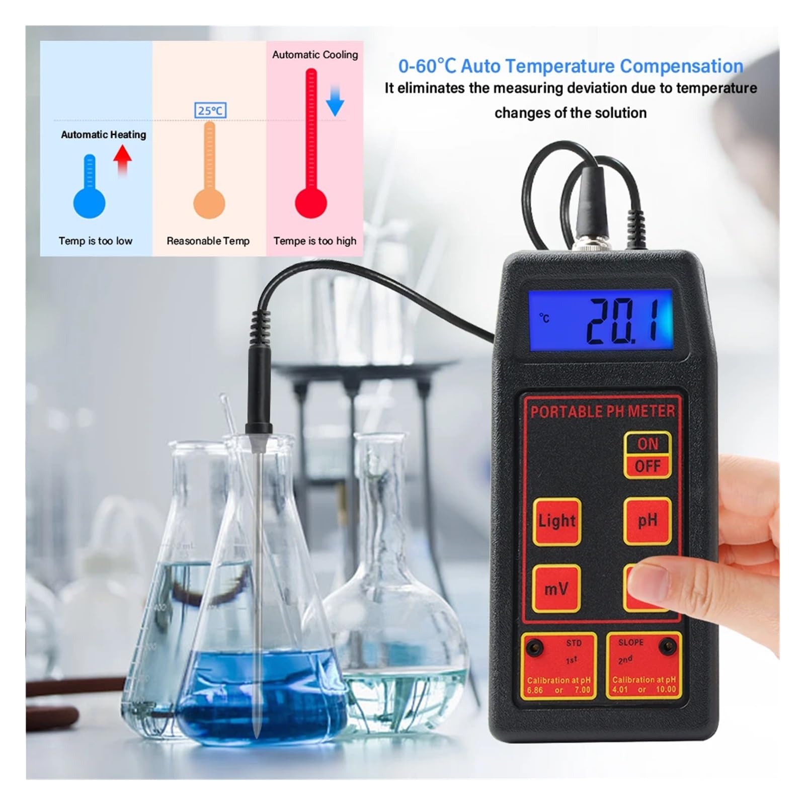 Misuratore di Temperatura PH ORP Ad Alta Precisione Tester MV Portatile Sensore Acquario Piscina Monitor qualità Del'acqua Penna for Acqua Rilevamento Rapido E Preciso
