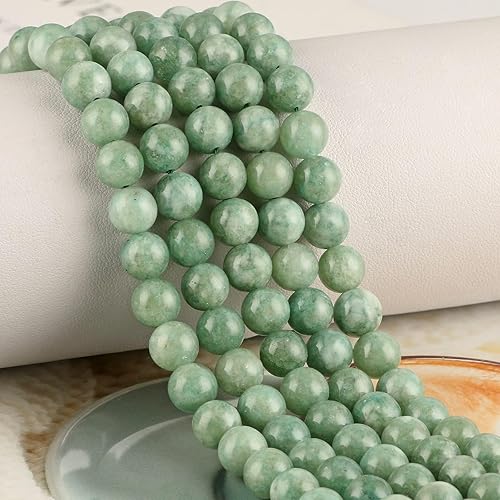 Miniatura 3 de 100 cuentas de jade birmano liso natural de 0.236 pulgadas (0.236 in), cuentas redondas sueltas de piedras preciosas para fabricación de joyas con