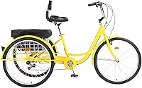 Vista 1 de Triciclo para adultos de 26 pulgadas, bicicleta de 7 velocidades y 3 ruedas para mujeres, hombres y personas mayores, triciclo de crucero con cesta