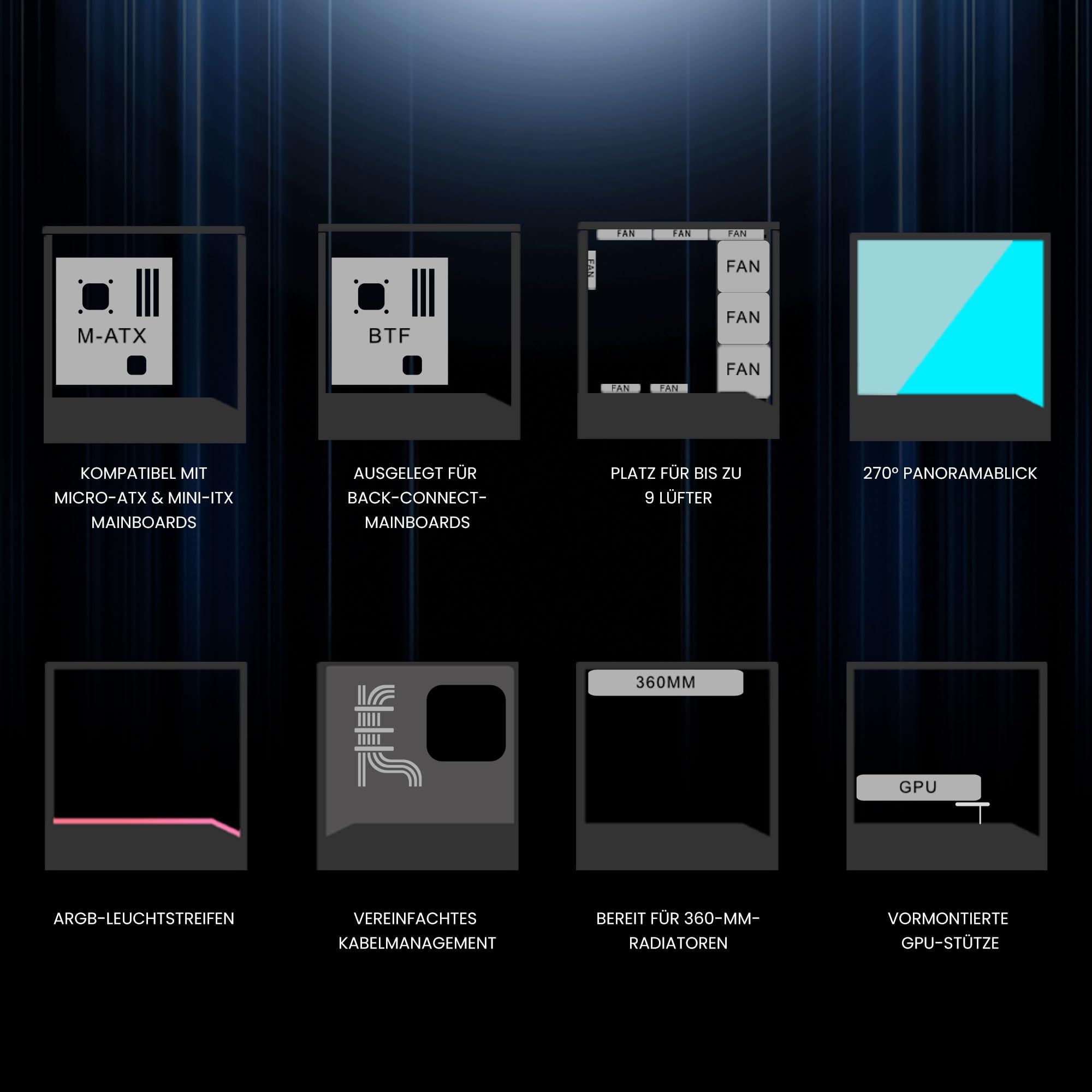 Lian Li Vector V100R MINI Micro-ATX Gaming-PC-Gehäuse – Schwarz | Kompakter Mini-Tower mit Temperglas, starkem Airflow und ATX-Netzteil-Support