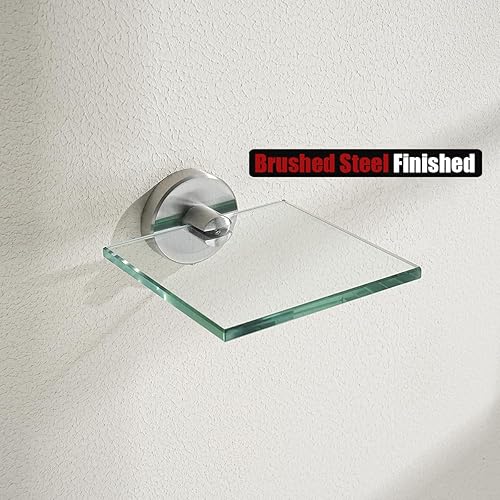 Miniatura 6 de JQK Pequeños estantes flotantes de vidrio cepillado, repisas de exhibición de 4 pulgadas para pared, mini decoración, sala de estar, dormitorio,