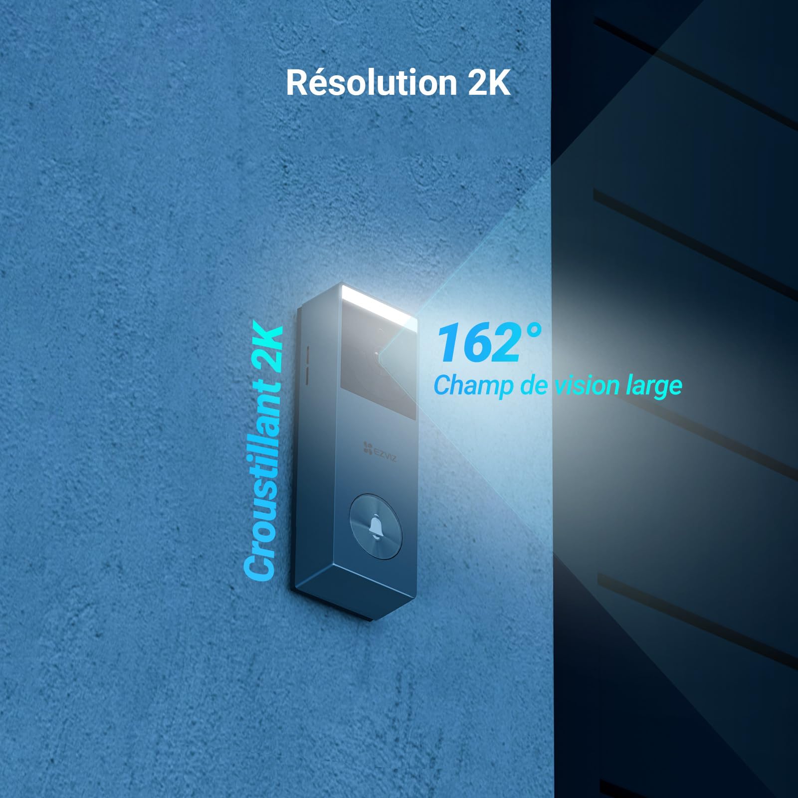 EZVIZ Sonnette connectée sans Fil et sur Batterie avec Panneau Solaire