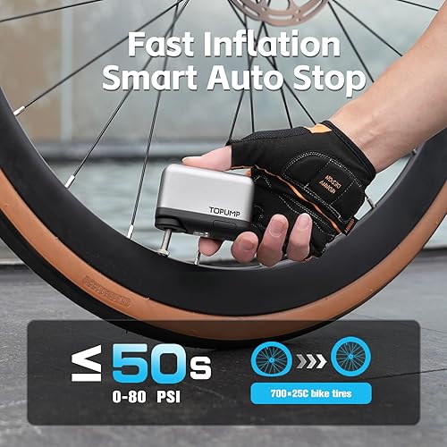 Miniatura 4 de Tiny Pump Mini bomba de neumáticos para bicicleta con manómetro, bomba de aire eléctrica portátil de 120 PSI, parada automática, batería recargable