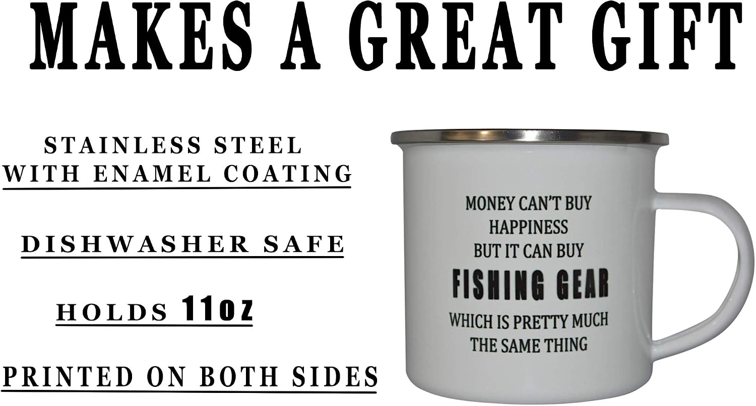 Rogue River Tactical Funny Fishing Camp Mug Enamel Camping Coffee Cup Gift Money Happiness Fishing Gear Fisherman Fish image 4