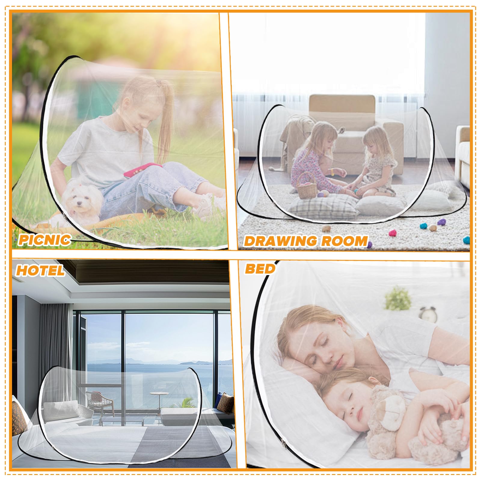 Faltbares Moskitonetz Pop Up 200 x 80 x 56 cm Moskitonetz Reise Mückennetz für unterwegs Camping & zu Hause