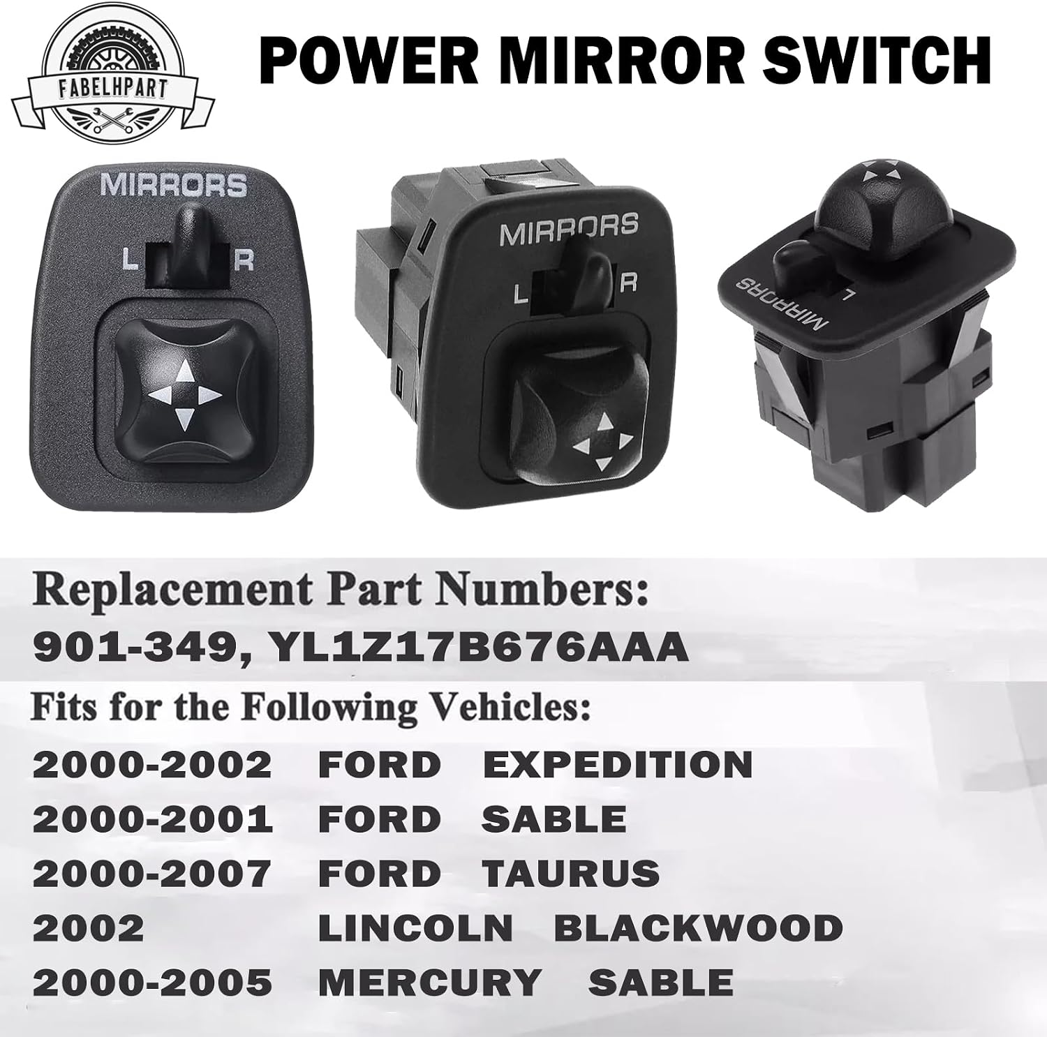 901-349 Power Mirror Control Switch Compatible with Ford Expedition Sable Taurus 2000-2007 Compatible with Lincoln Blackwood Compatible with Mercury Sable 2000-2005 Replaces# YL1Z17B676AAA