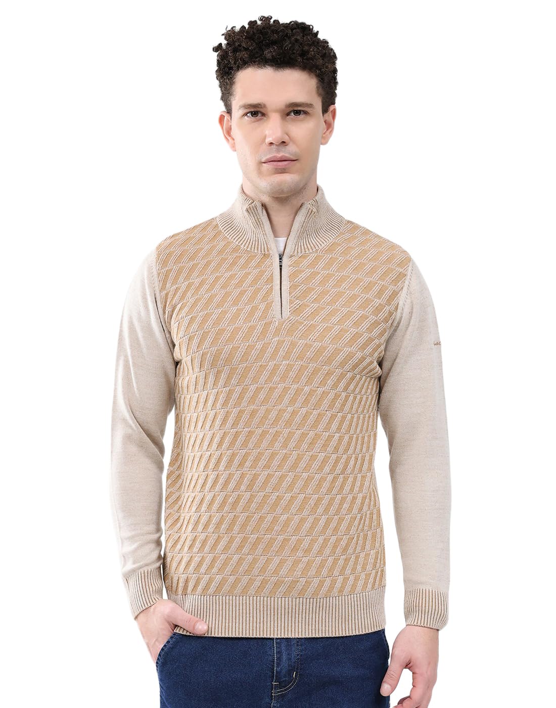monte carlo Men's Wool Full Sleeves Pullover | Mock Neck | Regular Fit Sweater for Men| Self Designed |Warm & Stylish Zipper Cardigan for Men-picture-38