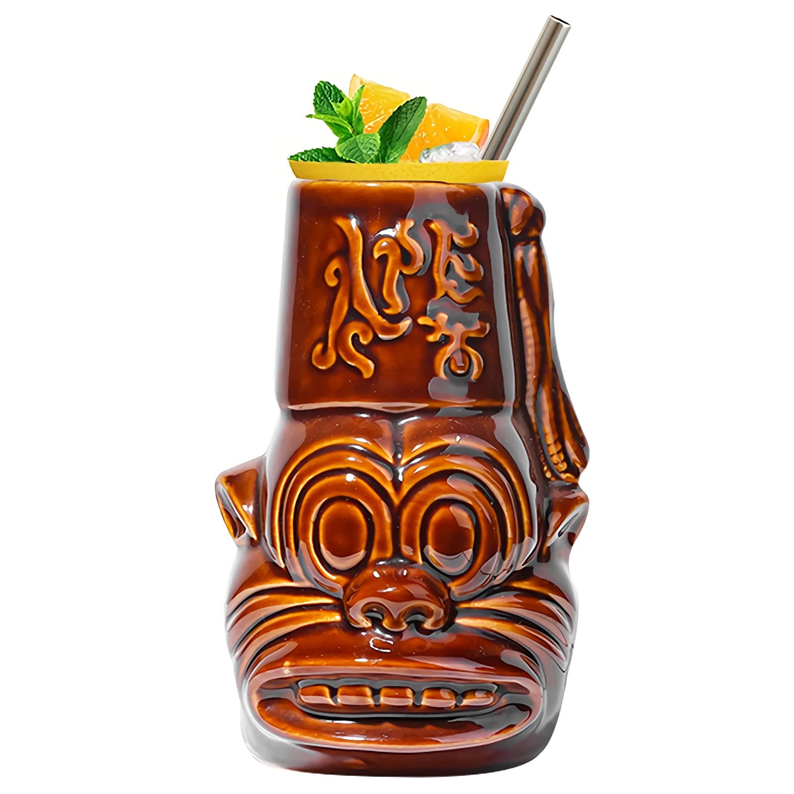 NUACOS Tikis Orangutan Mug Ceramic Tiki Style Tumblers Cup Large Lovely Novelty Cocktail Mugs Tiki Glasses Cups Hawiian Luau Party Tropical Exotic 520ml / 18oz