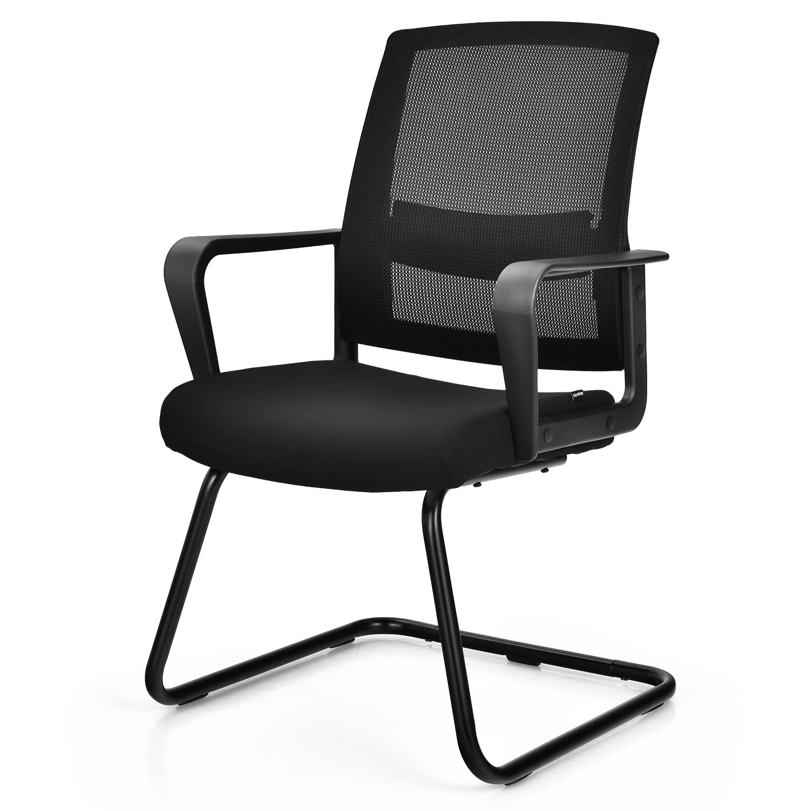 LIFEZEAL Ergonomiczne krzesło biurowe, krzesło konferencyjne z oparciem i podłokietnikami, krzesło komputerowe, maksymalna nośność 125 kg, do biura, domu, czarne