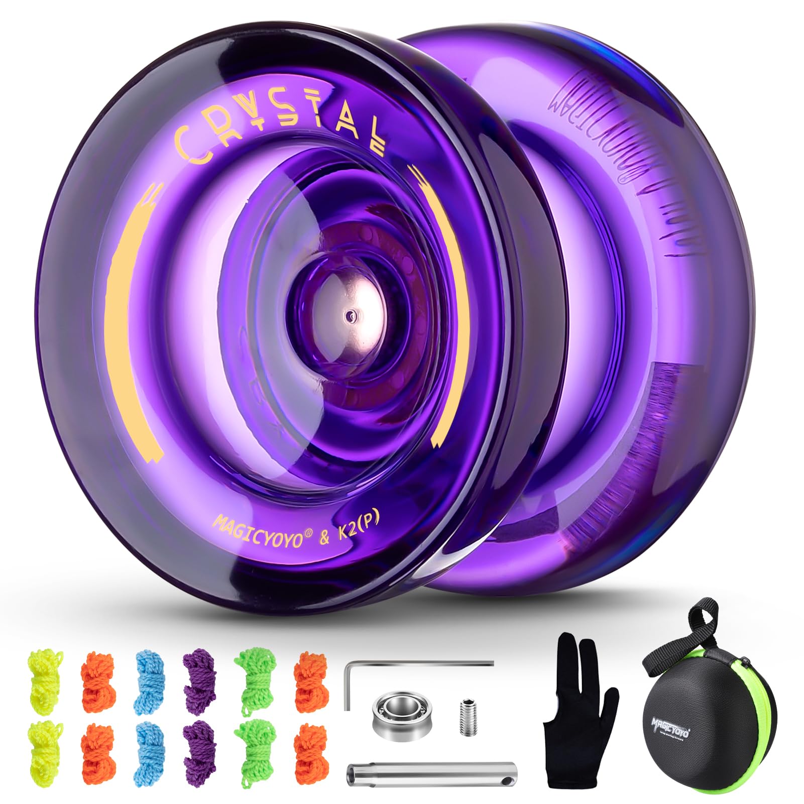 MAGICYOYO K2 Crystal Yoyo Professional with Finger Spin Function (Purple)