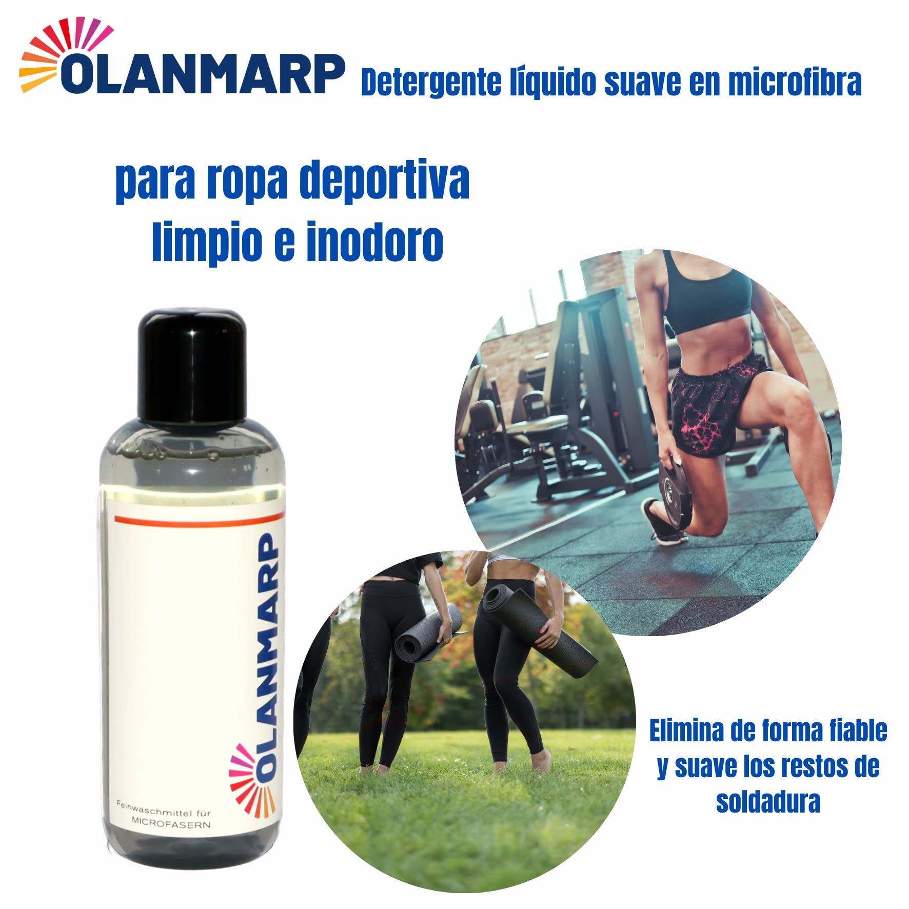 Detergente suave concentrado de microfibra – Detergente líquido para a mano + lavado a máquina (480 ml, sin red de lavado)