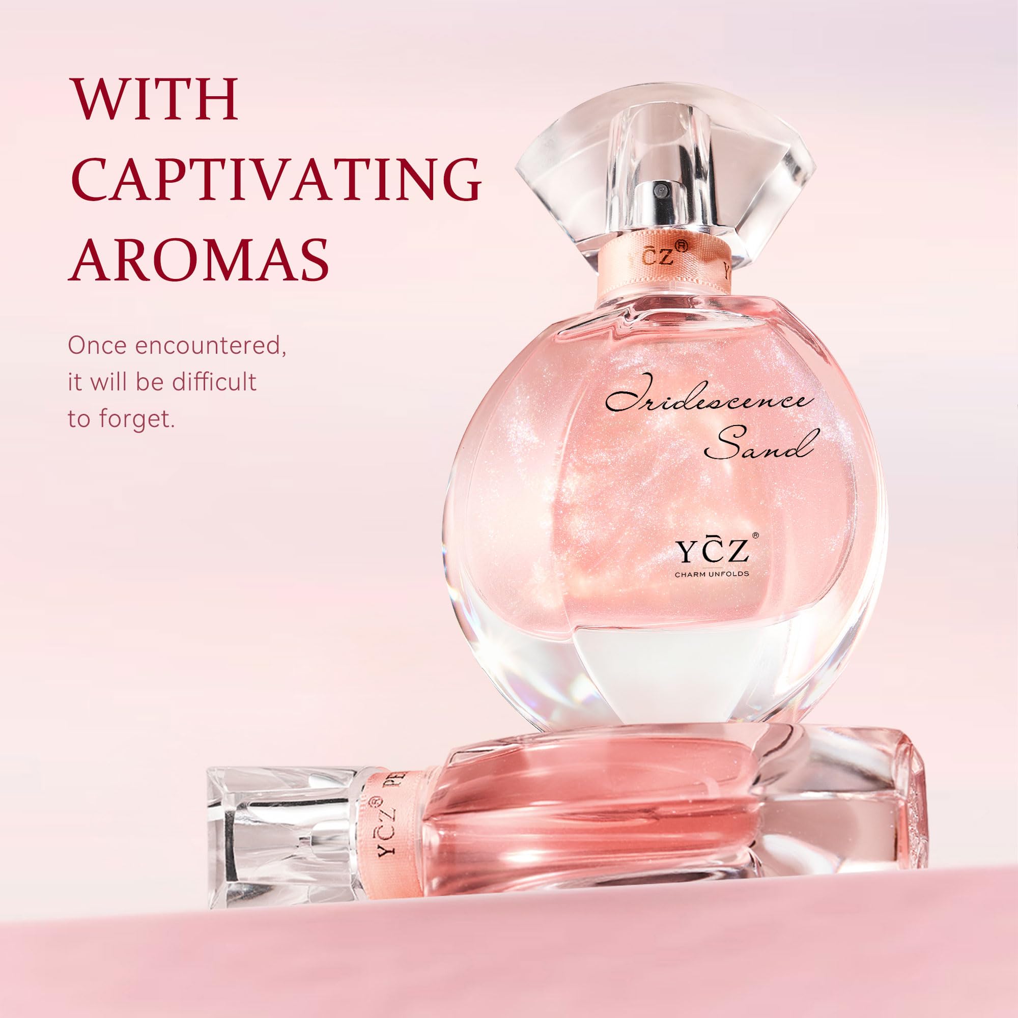 Ycz Quicksand Parfum Damen Set,Langanhaltend Eau de Parfum,Blumig-orientalischer Duft, deales Geschenk für Frauen und Mädchen(50 ml + 15 ml Reise + Duftstein)