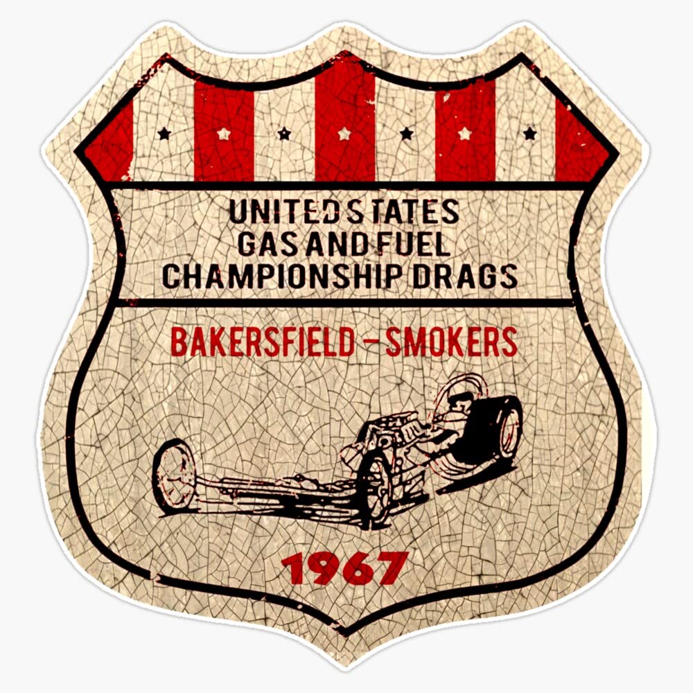 Bakersfield Drag Races 1967 Sticker Bumper Sticker Vinyl Decal 5"