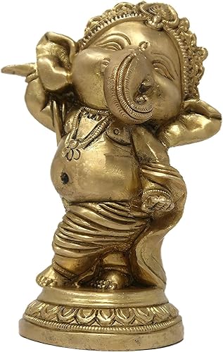 Miniatura 2 de Decoración religiosa para el hogar, estatua de metal de latón cruzada, para bailar bebé, ganesha para hindúes de 5.3 x 2.6in 32.63oz