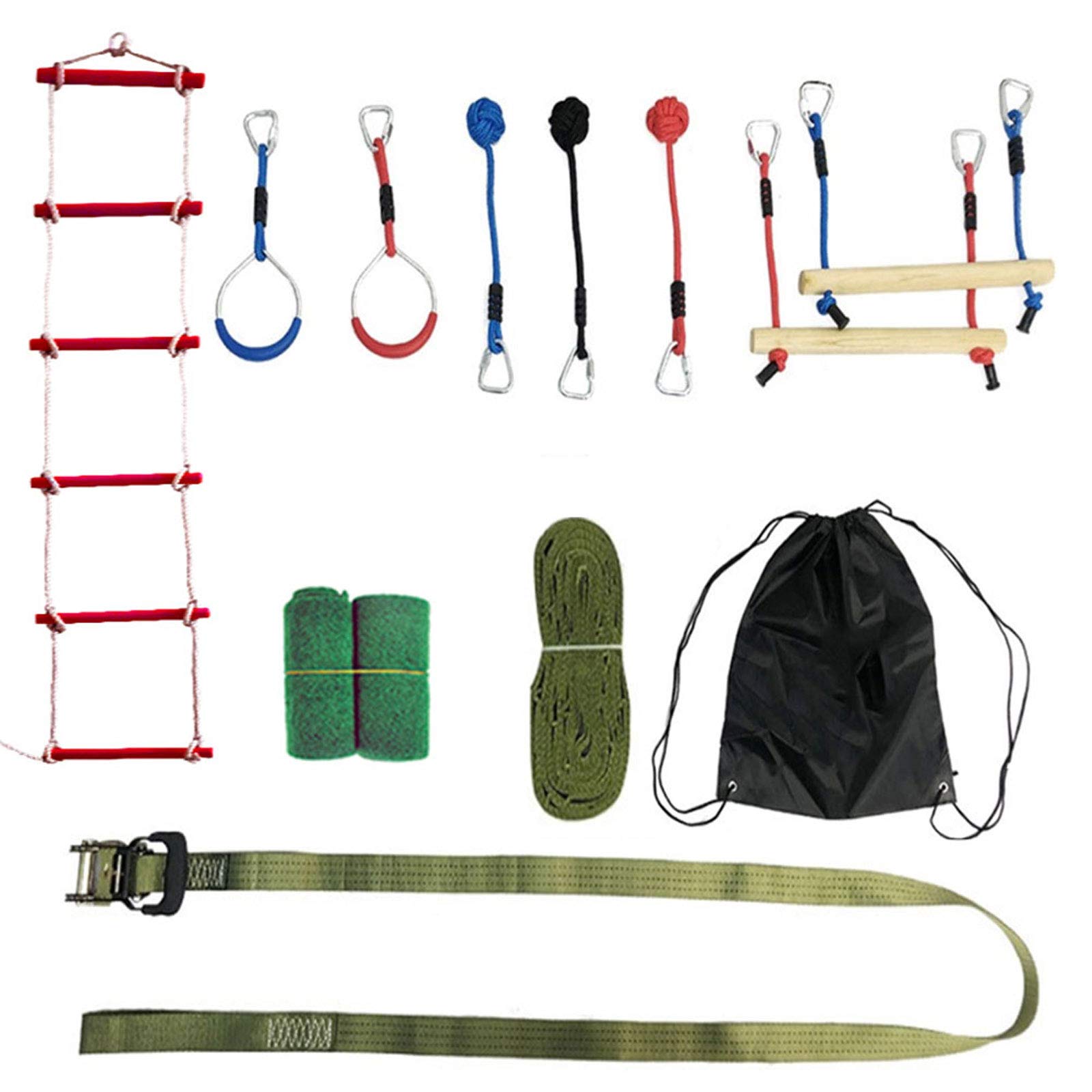Ninja Warrior Obstacle Course for Kids, 10m Portable Monkey Bars Kit, Adjustable Positions, Improve Agility, Backyard Fun for Ages 5-17