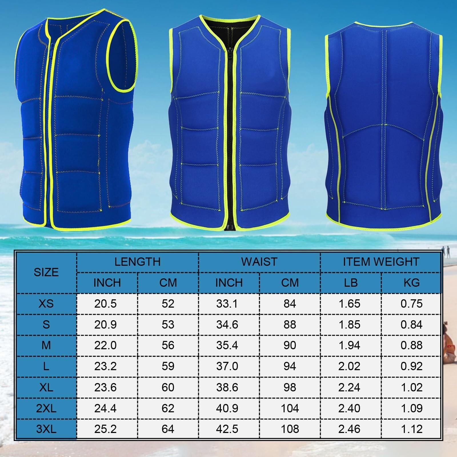 Unisex Portable Chaleco de Kayak con Alta Flotabilidad Plegable para Canoa Navegación Natación Deportes Acuáticos