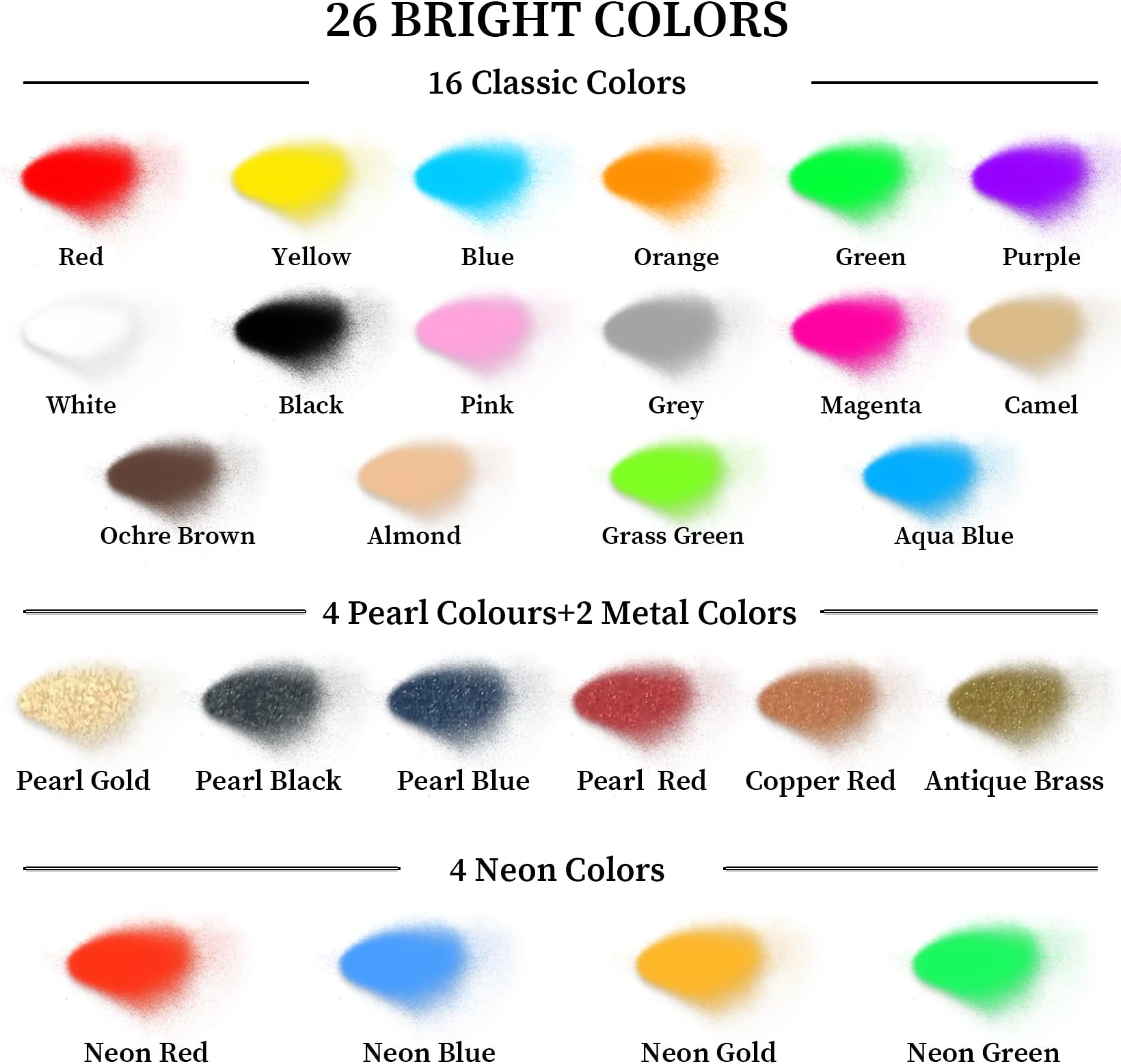 SigWong Airbrush Paint Set - 26 Colors Airbrush Paint, Ready to Spray, Water Based Acrylic Airbrush Paint Kit for Metal, Plastic Models, Leather - 0.7fl oz